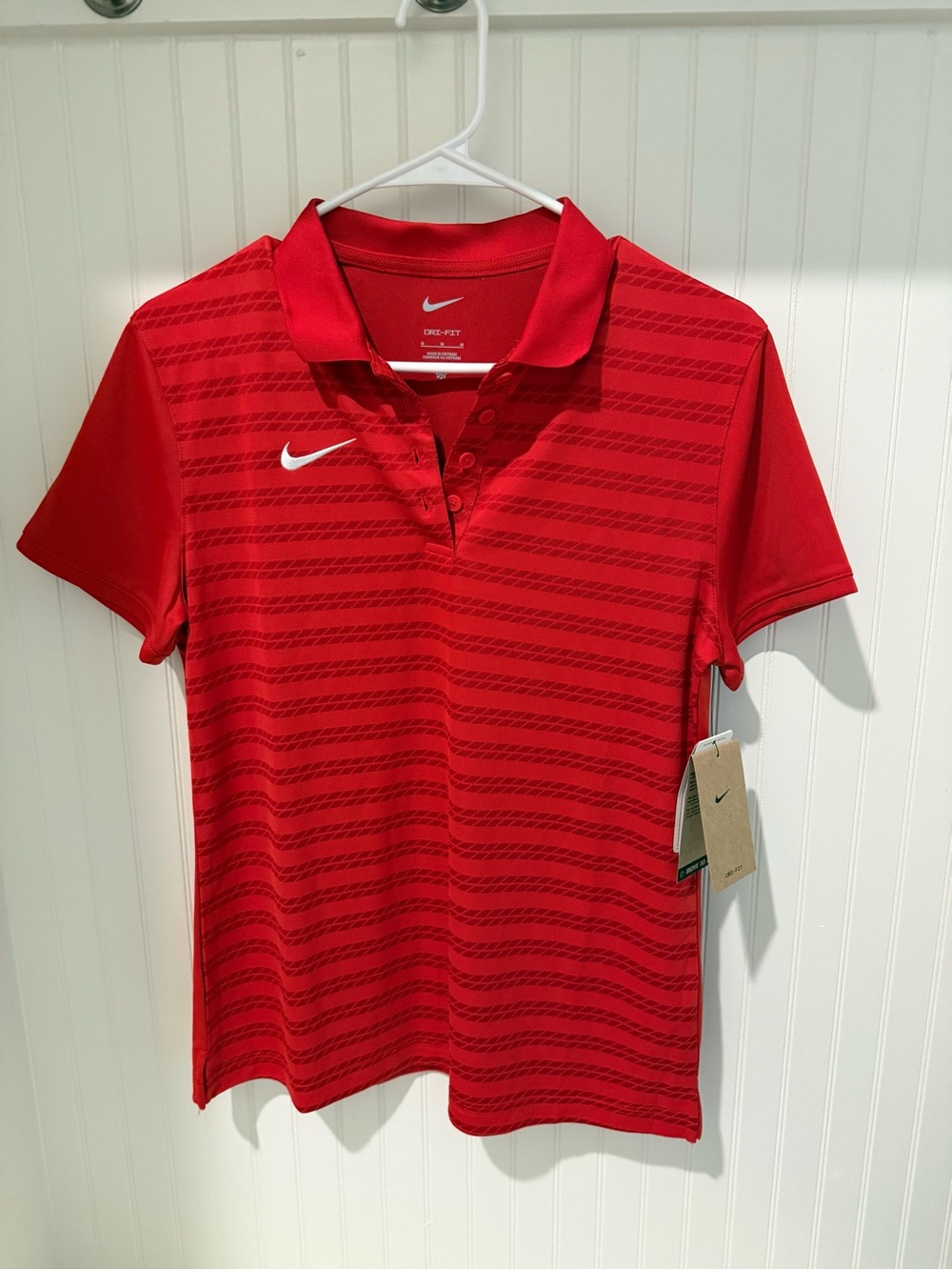Nike Women’s Red Striped Dri-FIT Polo